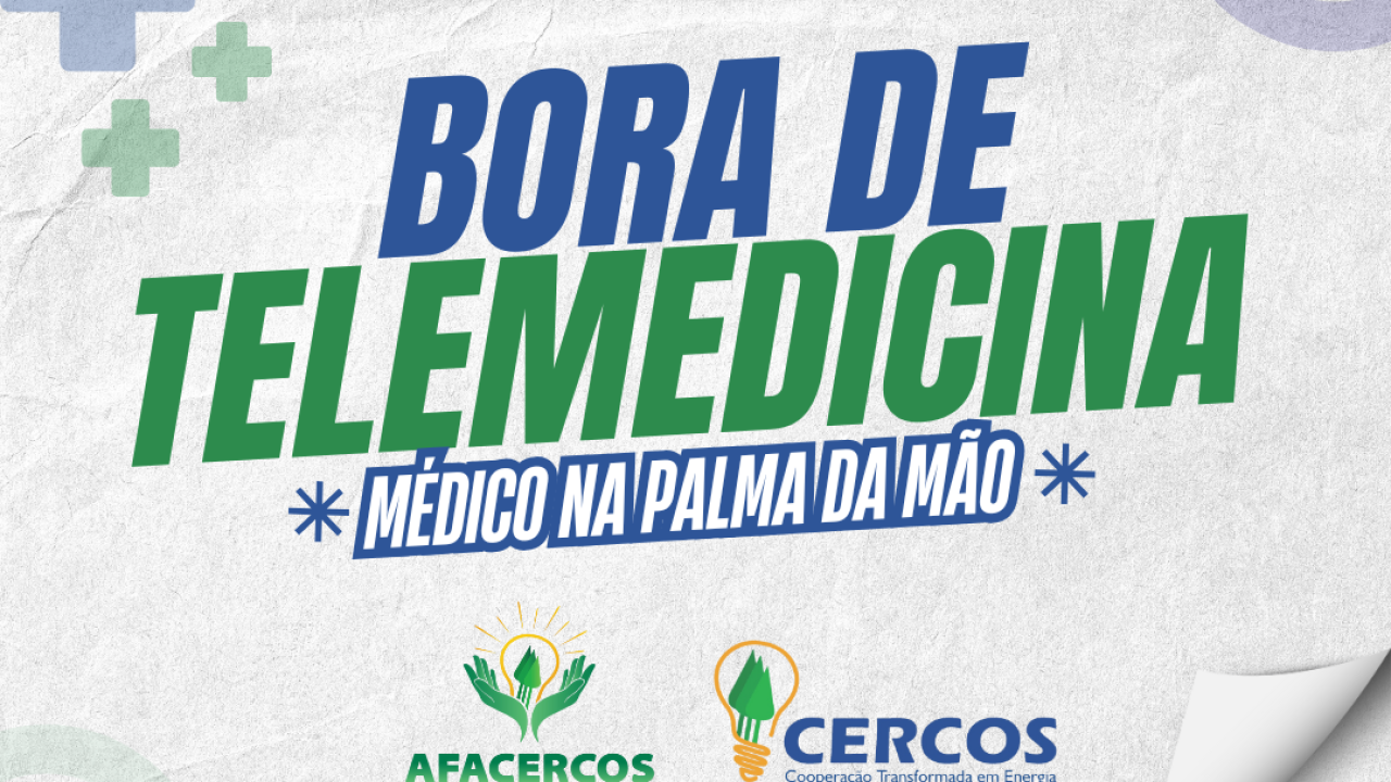 Pensando no bem-estar dos cooperados e colaboradores, a CERCOS, em parceria com a AFACERCOS, oferece o +Saúde AFACERCOS, um plano de telemedicina que leva atendimento médico 24 horas para a casa dos cooperados, por meio do celular, com consultas por videochamada. Porque cuidar da saúde também é cooperar com o futuro.
